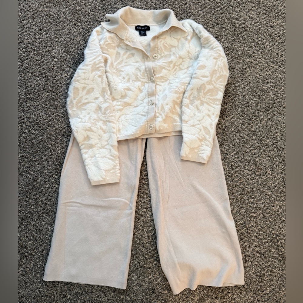 Sioni Cream Knit Cardigan and Pants Set